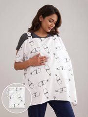 Милк снуд накидка для кормления BabyStarTex, белый/бутылочки, 90*70