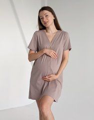 Сорочка на пологи в родзал з коротким рукавчиком (какао), кулір, 42-44