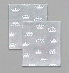 Пелюшка польська бавовна BabyStarTex, 80x90 см, сіра/білі корони, Унісекс, 90х80