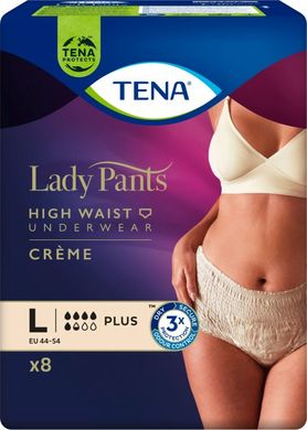 Трусы урологические послеродовые Tena Lady Pants Plus, размер L, кремовые, 1уп/8шт, L, 8 шт, 5+ капель