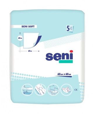 Пелюшки одноразові гігієнічні Seni Soft Super, 60х60см, 1уп/5шт, 60х60 см, 5 шт