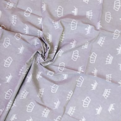 Пеленка польский хлопок BabyStarTex, 80x90 см, серая/белые короны