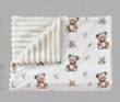 Плед детский из плюша Babystartex, молочный/мишки, Унисекс, 100*80, без утеплителя