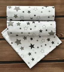 Пеленка бязь 110х100 см Babystartex, белая/серые и белые звезды, Унисекс