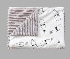 Плед детский из плюша Babystartex, серый/бутылочки Милк, Унисекс, 100*80, без утеплителя