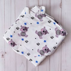 Полотенце-пеленка уголок после купания младенца BabyStarTex, 85х85 см, белое/мишки Cute Teddy