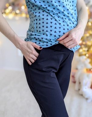 Піжама TRIANGLE для вагітних і годуючих мам зі штанами (блакитний/чорнильний), 42-44