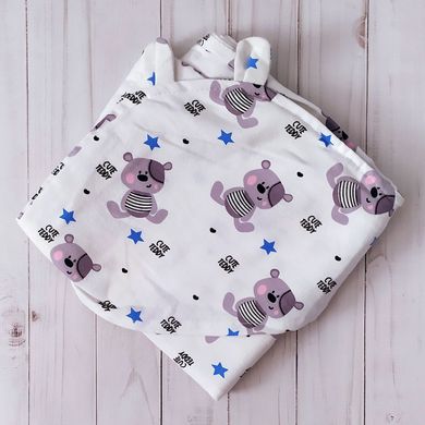 Полотенце-пеленка уголок после купания младенца BabyStarTex, 85х85 см, белое/мишки Cute Teddy
