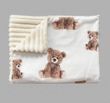 Плед детский из плюша Babystartex, молочный/коричневые мишки