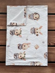 Пеленка непромокаемая из польского хлопка Babystartex, кролики в серой одежде, Унисекс, 50х70 см