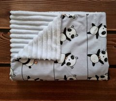 Плед детский из плюша Babystartex, белый плюш/серый панды, Унисекс, 100*80, без утеплителя