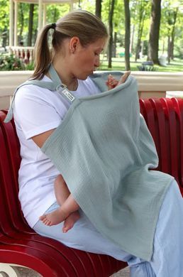 Накидка для кормления ребенка Yula mama, муслин, полынь