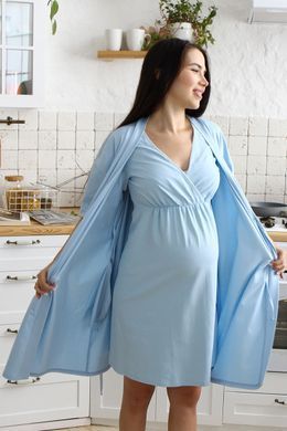 Халат-кимоно с карманами для беременных и кормящих Violet Yula mama, голубой, S