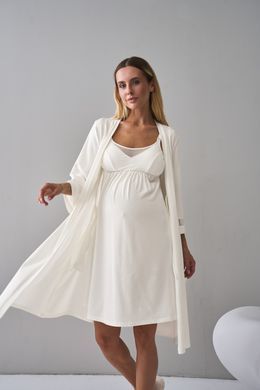Комплект халат и сорочка для беременных и кормящих Yula mama, молочный, S
