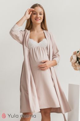 Халат с кружевом SATI Юла Мама, светлый капучино, M