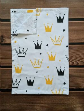 Пеленка непромокаемая из польского хлопка BabyStarTex, 50х70 см, белая/короны желтые и черные , Унисекс, 50х70 см