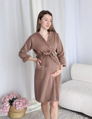 Теплый халат для беременных Тедди (коричневый), 42-44