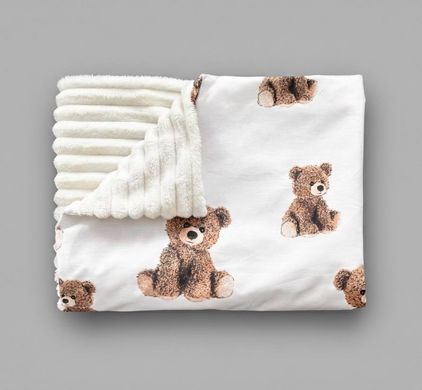 Плед детский из плюша Babystartex, молочный/коричневые мишки, Мальчик, 100*80, без утеплителя