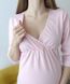 Сорочка для беременных и кормящих 3/4 рукав (розовая), стрейч кулир, 50-52