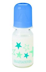 Бутылочка стеклянная, соска силикон Декор Baby-Nova, 125 мл, Мальчик, синий, 125мл