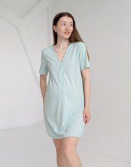 Сорочка на роды в родзал с коротким рукавчиком (мятный), кулир, 42-44
