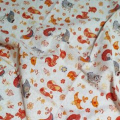 Пеленка ситец BabyStarTex, 100x80 см, белая/оранжевые звери