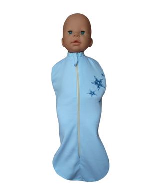 Пелюшка-кокон на блискавці BabyStarTex, інтерлок, Хлопчик, голубая звезды