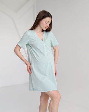 Сорочка на роды в родзал с коротким рукавчиком (мятный), кулир, 42-44