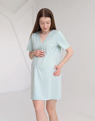 Сорочка на роды в родзал с коротким рукавчиком (мятный), кулир, 42-44