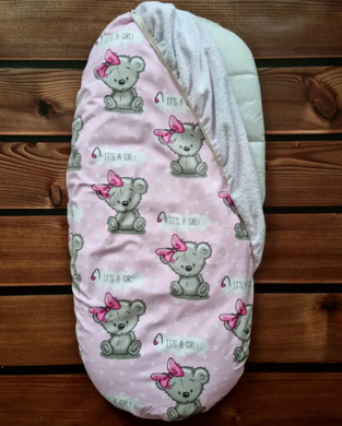 Наматрасник непромокаемый в коляску BabyStarTex, 35х75см, розовый/мишка It's a girl, Девочка, для коляски
