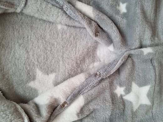 Комбінезон теплий з капюшоном Зірочки BabyStarTex, велсофт, серый, сірий, 56-62
