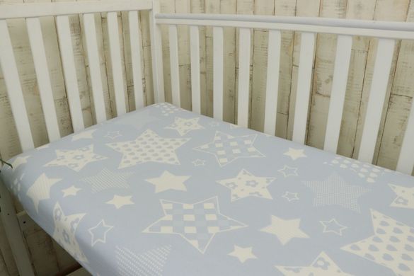 Простирадло на резинці для дитячого ліжечка Руно 60х120, блакитна/зірки, бязь