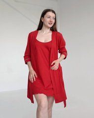 Комплект халат и сорочка для кормления (красный), кулир, 46-48