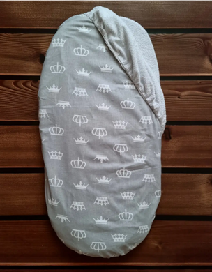 Наматрасник непромокаемый в коляску BabyStarTex, 35х75см, серый/короны, Унисекс, для коляски