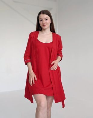 Комплект халат і сорочка для годування (червоний), кулір, 46-48