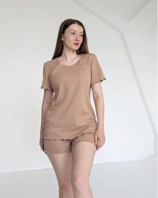 Пижама для кормящих мам с шортами, капучино, 50-52