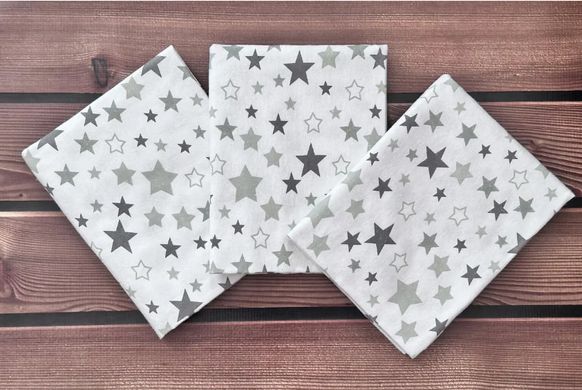 Пеленка фланель/байка BabyStarTex, белая/серые и белые звезды, Унисекс, 110х90