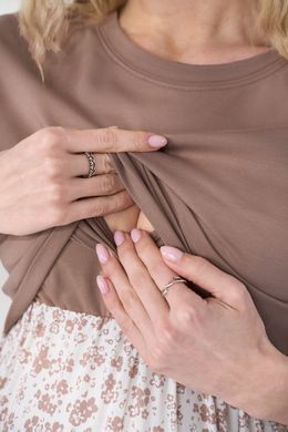 Сукня для вагітних і годуючих мам Marine Yula Mamma, капучино з квіточками, S
