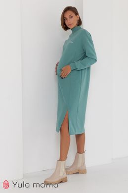 Теплое стильное платье для беременных и кормящих MAISIE WARM Yula Mamma, полынь, S
