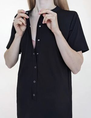 Сорочка на пологи в пологовий зал з коротким рукавчиком (чорний), кулір, 42-44