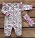 Комплект для девочки комбинезон и повязка Розы розовые BabyStarTex, кулир пенье, Девочка, 56