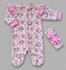 Комплект для девочки комбинезон и повязка Розы розовые BabyStarTex, кулир пенье, Девочка, 56