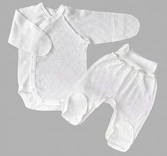Летний комплект боди и ползунки Babystartex, жаккардовая рибана, молочный, Унисекс, 56