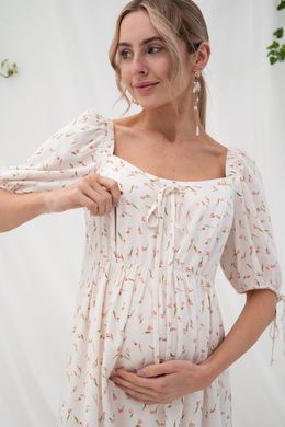 Святкова сукня для вагітних і годуючих на літо Briella Юла мама, тюльпани на молочному, M