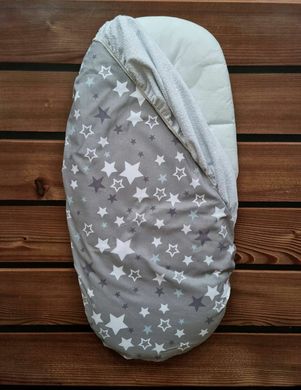 Наматрасник непромокаемый в коляску BabyStarTex, 35х75см, серый/белые и серые звезды, Унисекс, для коляски