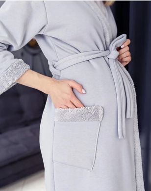 Теплый халат для беременных Тедди (серый), 42-44
