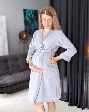 Теплый халат для беременных Тедди (серый), 42-44