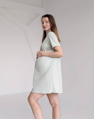 Сорочка на пологи в родзал з коротким рукавчиком (фісташковий), кулір, 42-44