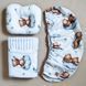 Набір для коляски наматрацник, подушка і плед Babystartex, білий/ведмедик спить на хмарі, Унісекс, для коляски