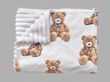 Плед детский из плюша Babystartex, белый/коричневые мишки_1, Унисекс, 100*80, без утеплителя